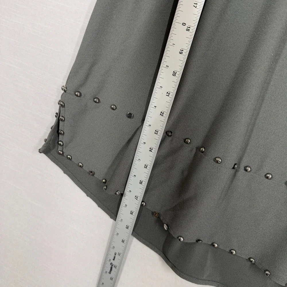Carmen Narc Valvo Top Womens 14 Gray Beaded Work Office Business Edgy Chic - Picture 8 of 10